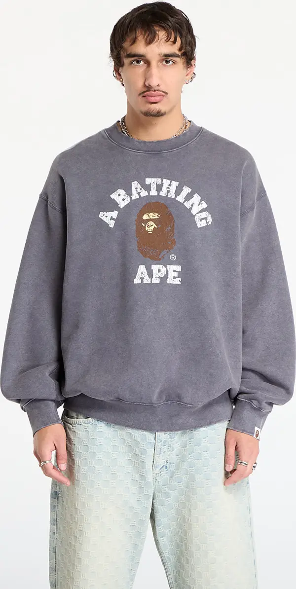 A BATHING APE Mikina A BATHING APE Garment Dye College Relaxed Fit Crewneck Sweatshirt Cha L