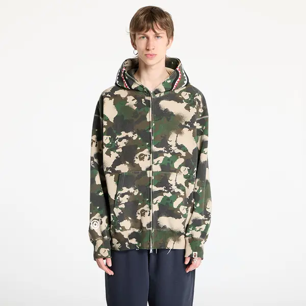 A BATHING APE Mikina A BATHING APE Map Camo Shark Relaxed Fit Full Zip Hoodie UNISEX Green L
