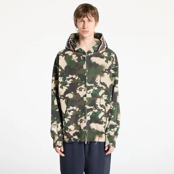 A BATHING APE Mikina A BATHING APE Map Camo Shark Relaxed Fit Full Zip Hoodie UNISEX Green M