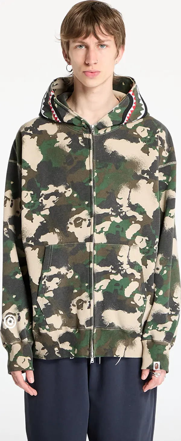A BATHING APE Mikina A BATHING APE Map Camo Shark Relaxed Fit Full Zip Hoodie UNISEX Green XL
