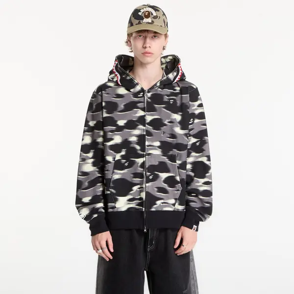 A BATHING APE Mikina A BATHING APE Screen Camo Shark Relaxed Fit Full Zip Hoodie Black UNISEX L