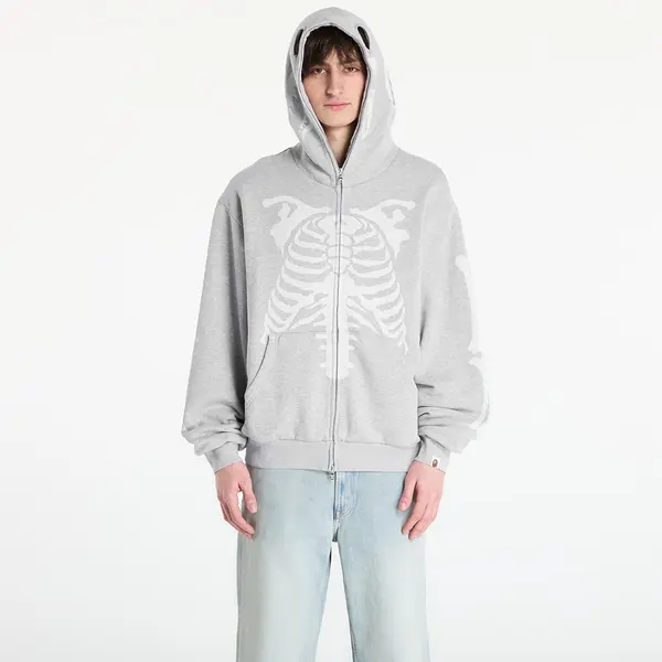 A BATHING APE Mikina A BATHING APE Skeleton Shark Heavy Washed Cropped Fit Full Zip Hoodie M Gray M
