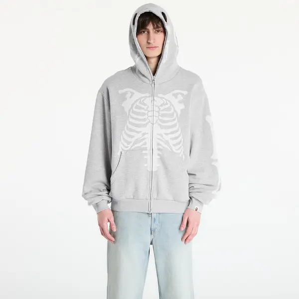 A BATHING APE Mikina A BATHING APE Skeleton Shark Heavy Washed Cropped Fit Full Zip Hoodie M Gray XL