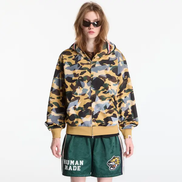 A BATHING APE Mikina A Bathing Ape Sta Over Print 1st Camo Mesh Shark Cropped Fit Full Zip Hoodie UNISEX Yellow M