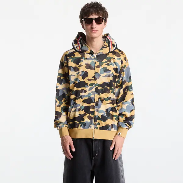 A BATHING APE Mikina A Bathing Ape Sta Over Print 1st Camo Mesh Shark Cropped Fit Full Zip Hoodie UNISEX Yellow S