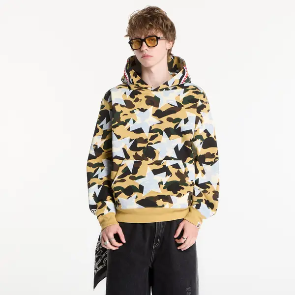 A BATHING APE Mikina A BATHING APE Sta Over Print 1st Camo Shark Cropped Fi Yellow UNISEX XL