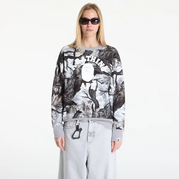 A BATHING APE Mikina A BATHING APE Tree Edge Camo College Relaxed Fit Crewneck Sweatshirt UNISEX White XXL
