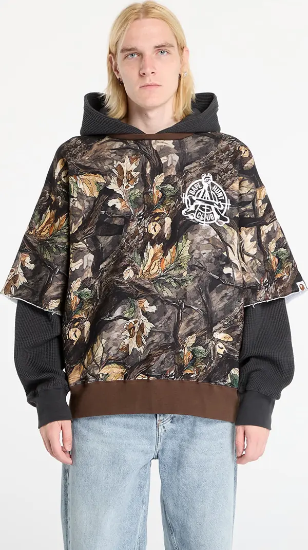 A BATHING APE Mikina A BATHING APE Tree Edge Camo Layered Pullover Hoodie UNISEX Brown M