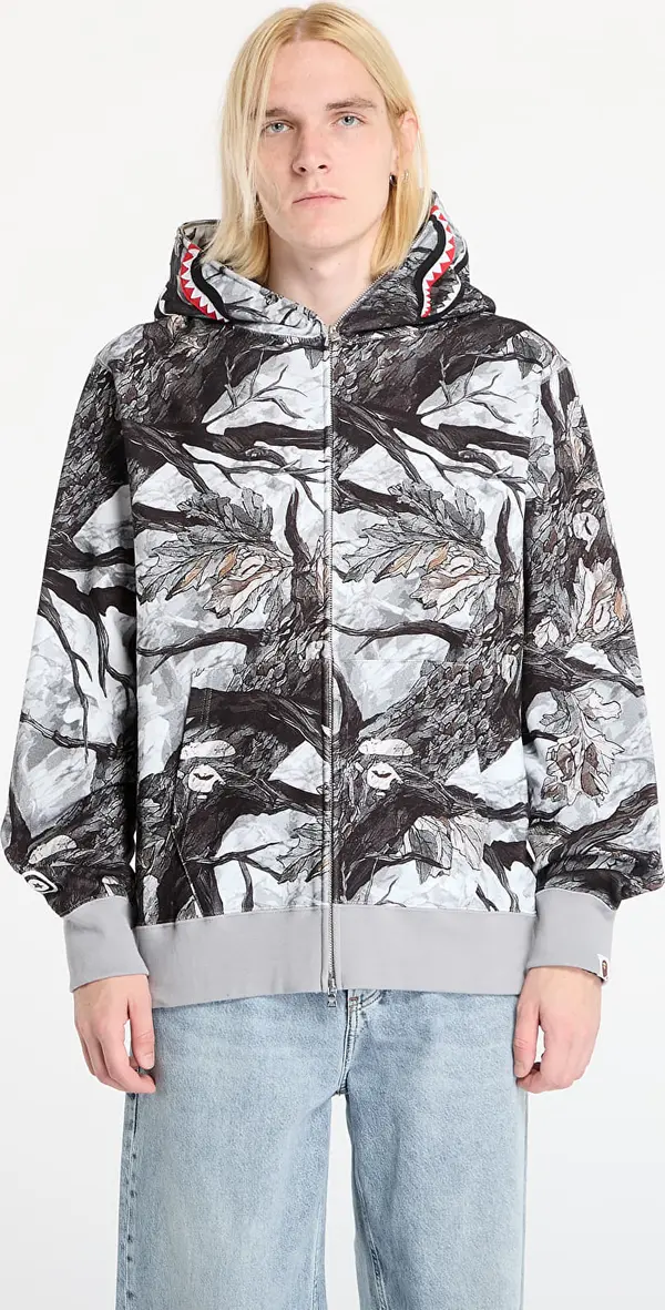 A BATHING APE Mikina A BATHING APE Tree Edge Camo Shark Relaxed Fit Full Zip Hoodie UNISEX White XXL