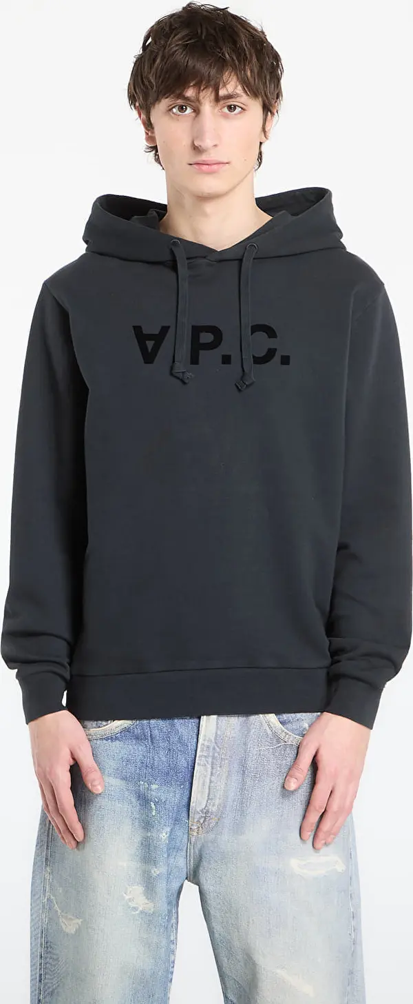 A.P.C. Mikina A.P.C. Standard Hoodie With Large Vpc UNISEX Faded Indigo/ Ecru XL