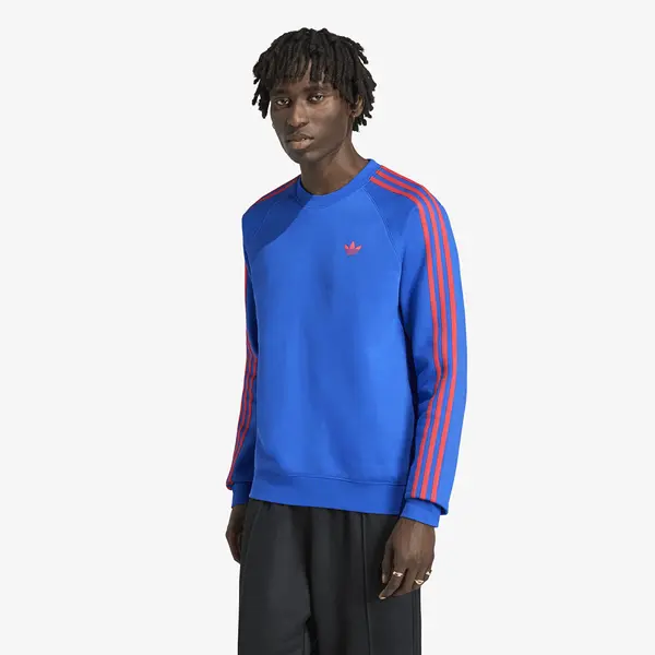 adidas Originals Mikina adidas 3-Stripes Crew Sweatshirt Blue L