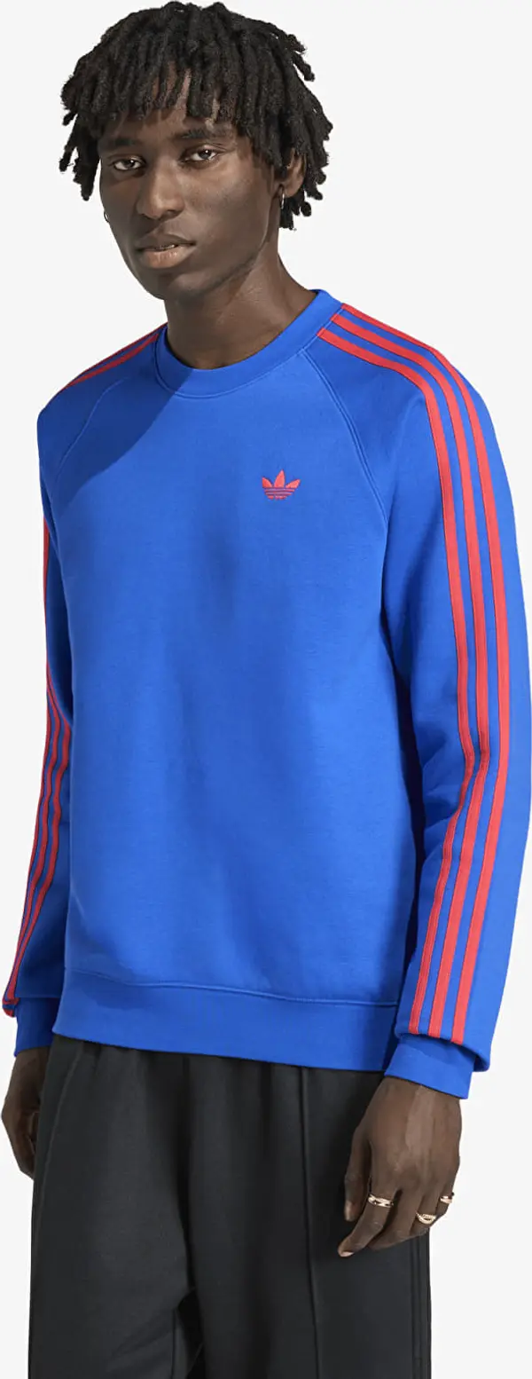adidas Originals Mikina adidas 3-Stripes Crew Sweatshirt Blue XXL