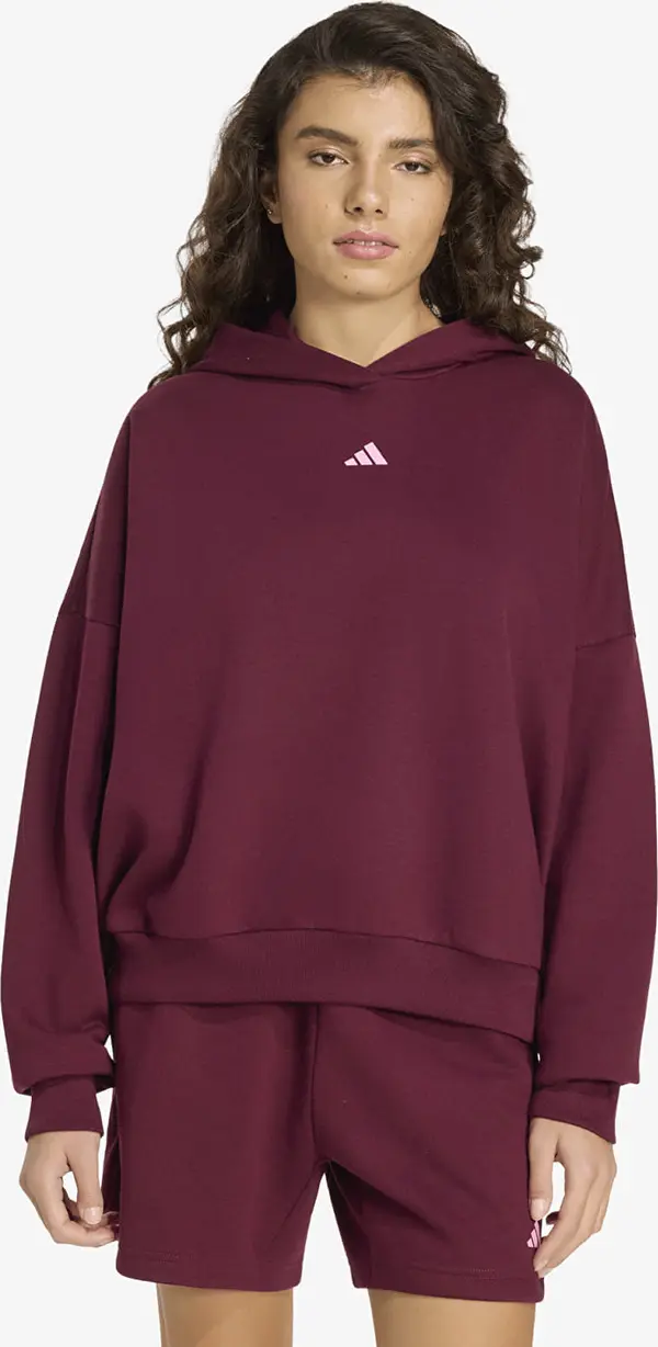adidas Performance Mikina adidas 3 Stripes Studio Hoodie Maroon XS