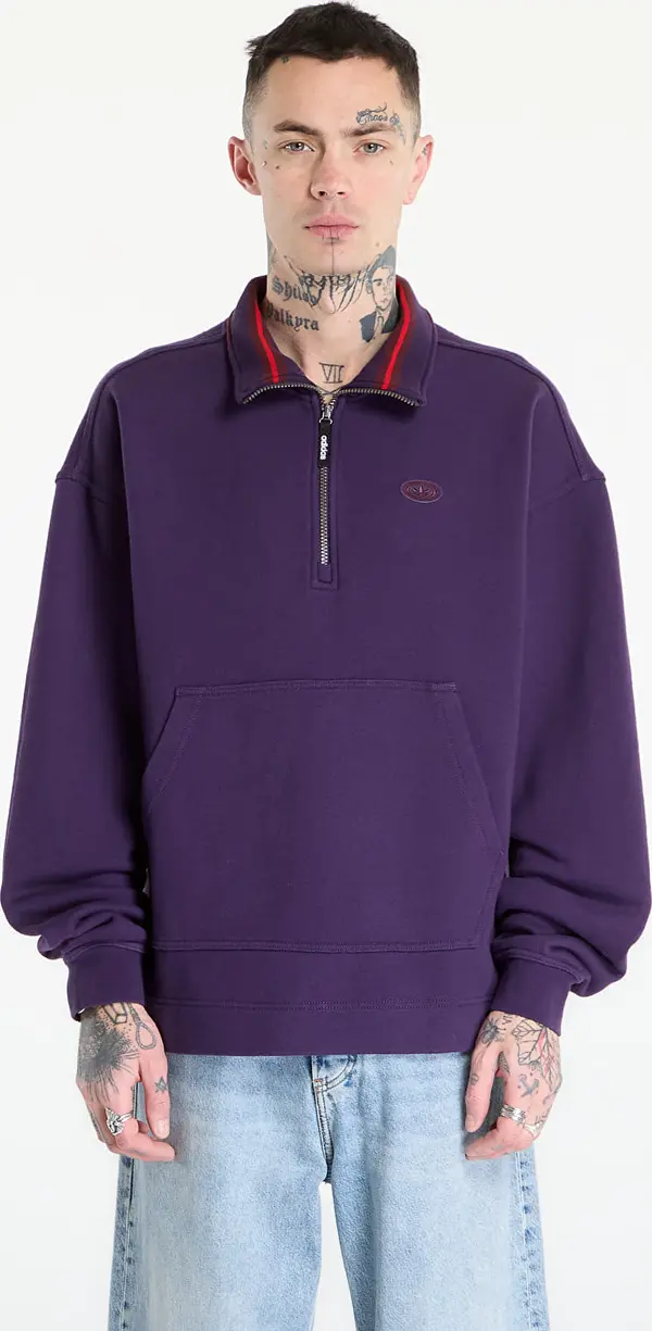 adidas Originals Mikina adidas 90S Alternative Sport Half Zip Graphic Fleece Sweat Aurora Plum M