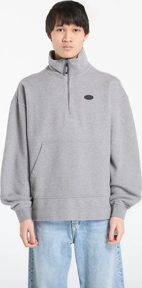 adidas Originals Mikina adidas 90S Alternative Sport Half Zip Graphic Fleece Sweatshirt Core Heather M