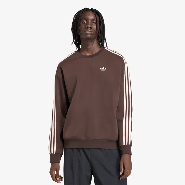 adidas Originals Mikina adidas Adicolor 3-Stripes Oversized Crewneck Aurora Coffee/ Sandy Pink XL