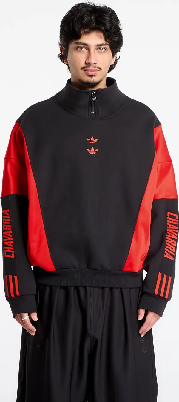adidas Originals Mikina adidas Chavarria Watsonville Mockneck Jumper Black/ Red L