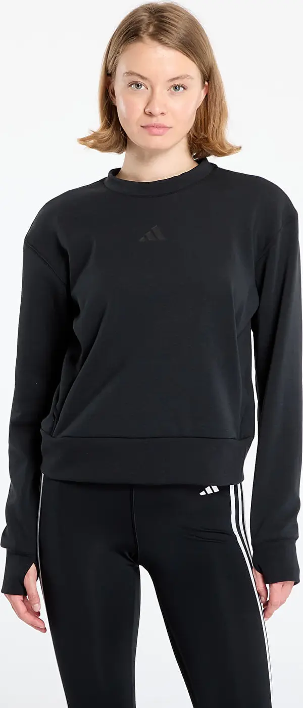 adidas Performance Mikina adidas Designed-for-Training Warm-Up Crewneck Sweatshirt Black/ Victory Blue/ Magic Beige XS