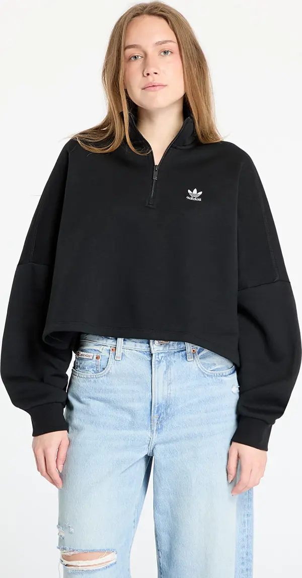 adidas Originals Mikina adidas Essentials 1/2 Zip Fleece Sweatshirt Black L