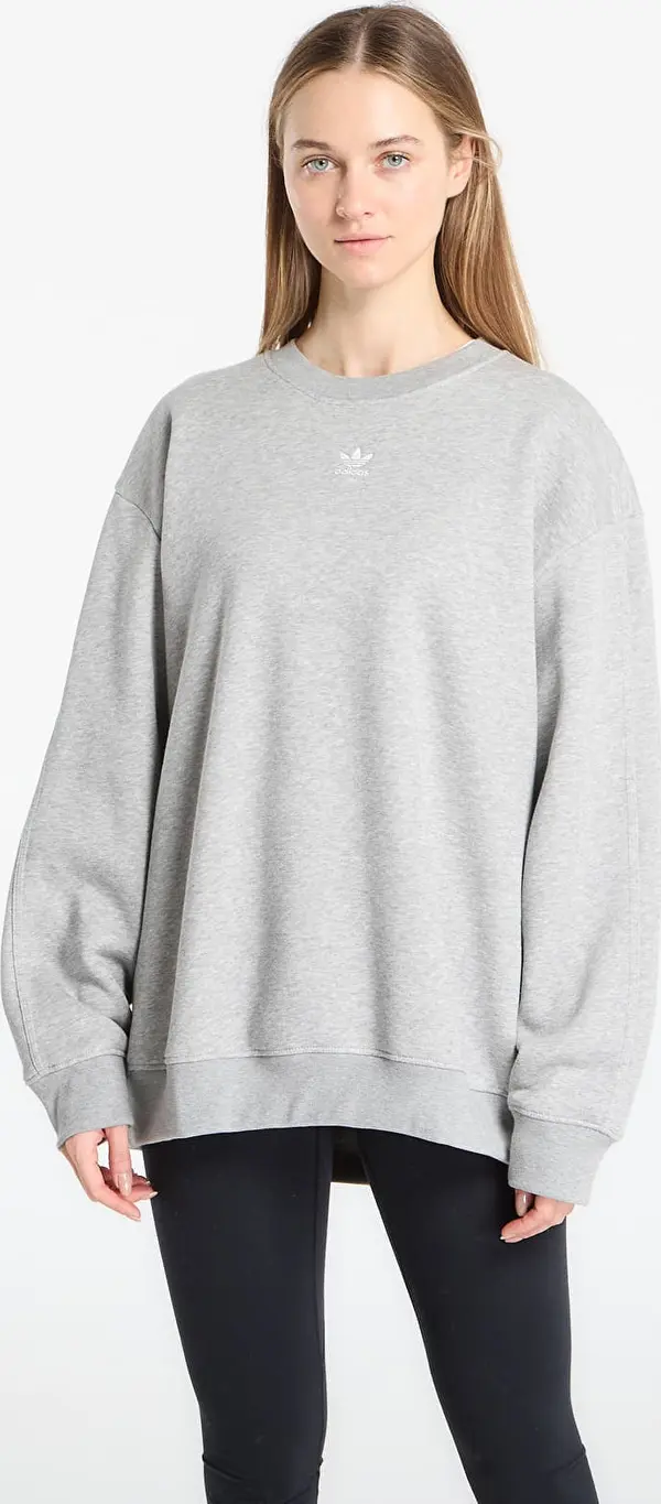 adidas Originals Mikina adidas Essentials Fleece Long Oversized Crew Sweatshirt Medium Grey Heather S