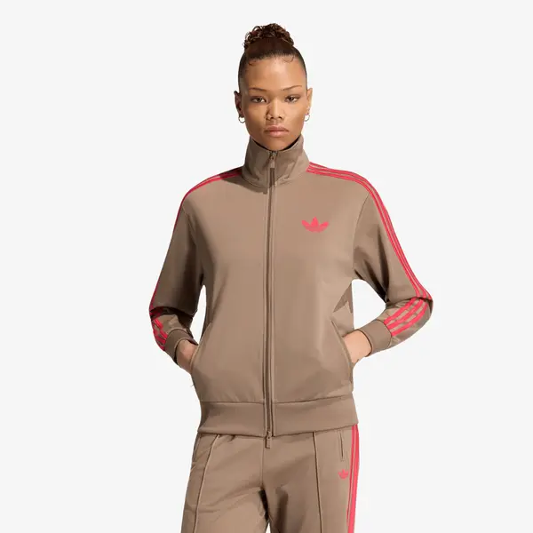 adidas Originals Mikina adidas Firebird Track Top Loose Khaki Six/ Power Pink L