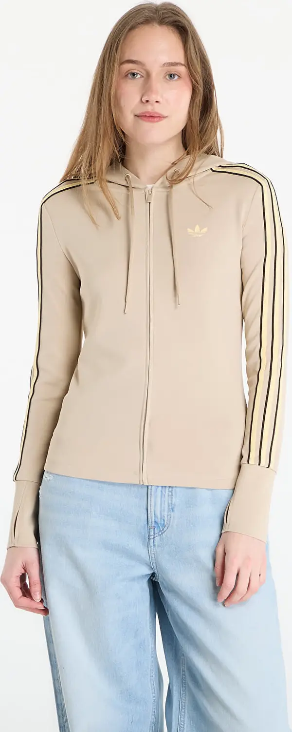 adidas Originals Mikina adidas Hooded Trefoil Zipper Jacket Stone Khaki M