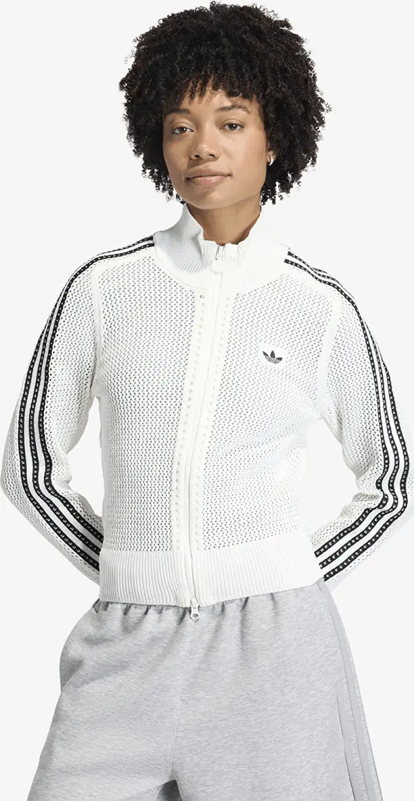 adidas Originals Mikina adidas Knitted Crochet Firebird Track Top Off White S