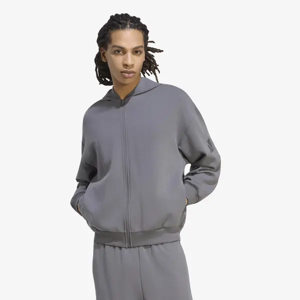 adidas Performance Mikina adidas Soft Lux Full-Zip Hoodie Grey Five L