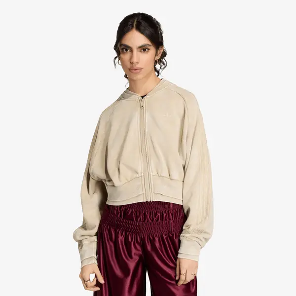 adidas Originals Mikina adidas Sst Double Layered Cropped Track Top Khaki Three XS