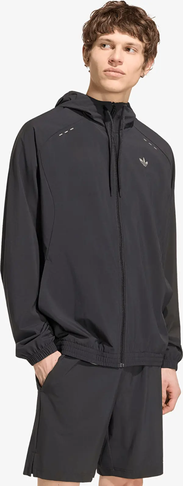 adidas Originals Mikina adidas Tech Trefoil Essentials Hooded Full Zip Track Top Black XXL