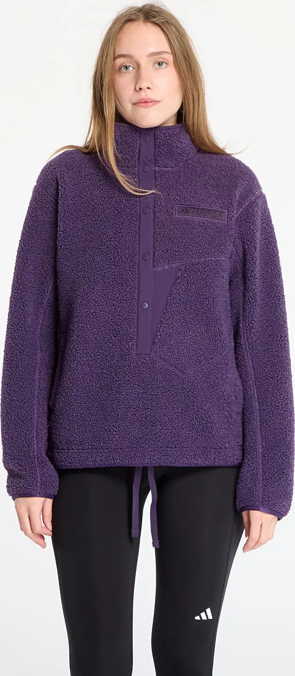adidas Performance Mikina adidas Terrex Xploric High Pile Fleece Pullover Sweatshirt Aurora Plum/ Semi Flash Aqua S