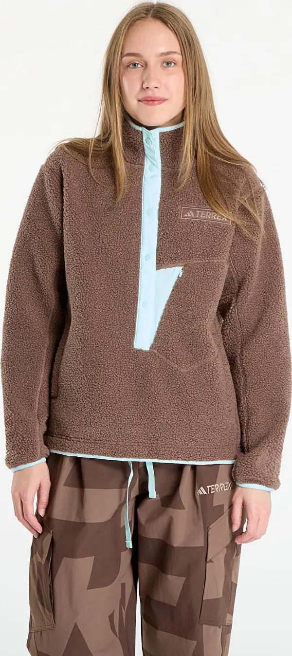 adidas Performance Mikina adidas Terrex Xploric High Pile Fleece Pullover Sweatshirt Earth Strata/ Aurora Ivy M