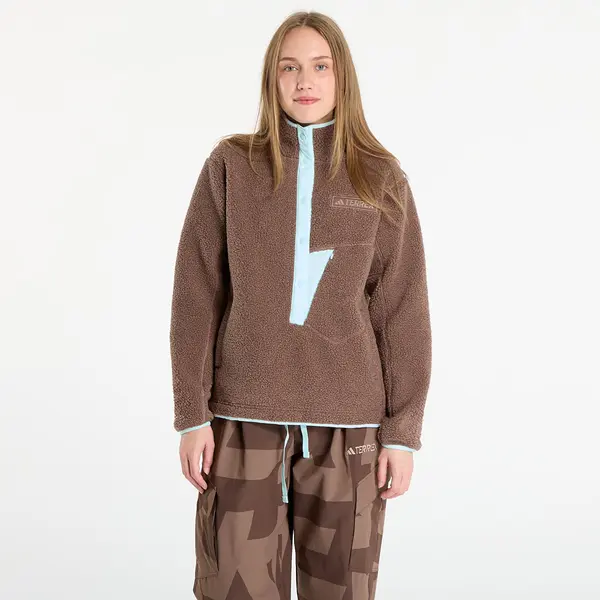 adidas Performance Mikina adidas Terrex Xploric High Pile Fleece Pullover Sweatshirt Earth Strata/ Aurora Ivy S