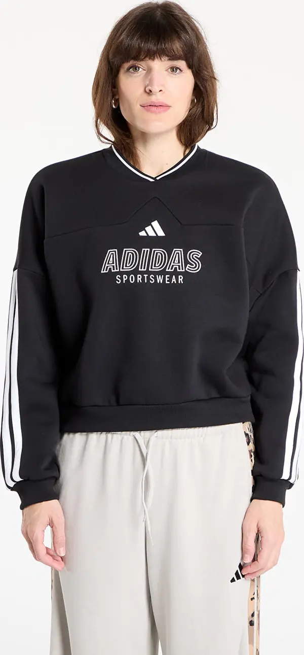 adidas Performance Mikina adidas W Tiro Cut 3 Stripes Fleece Sweatshirt Black/ White M