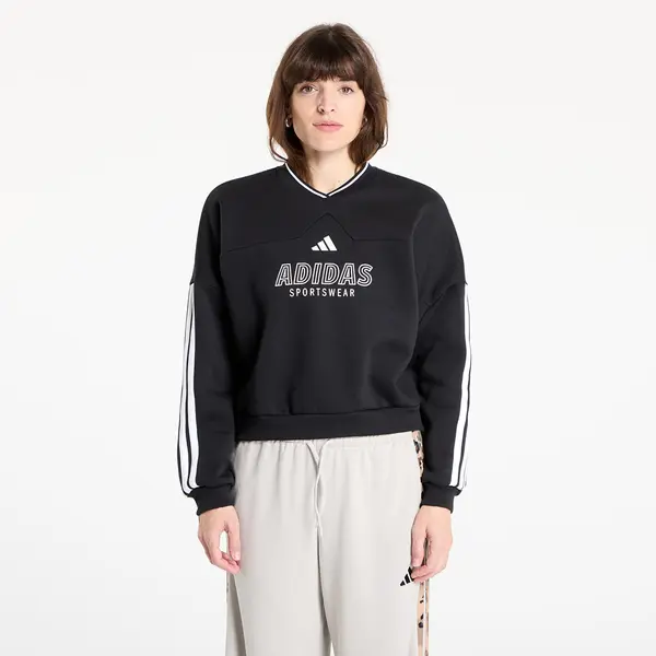 adidas Performance Mikina adidas W Tiro Cut 3 Stripes Fleece Sweatshirt Black/ White XS