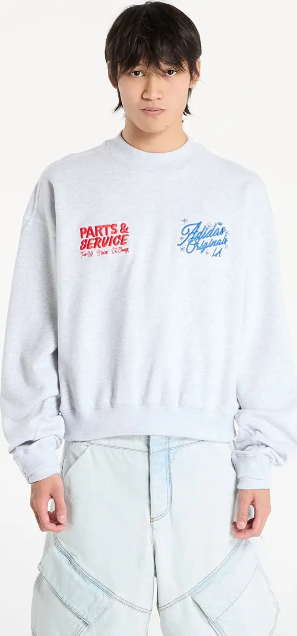 adidas Originals Mikina adidas x OG LA Santa Monica Crewneck UNISEX Light Grey Heather/ Black L