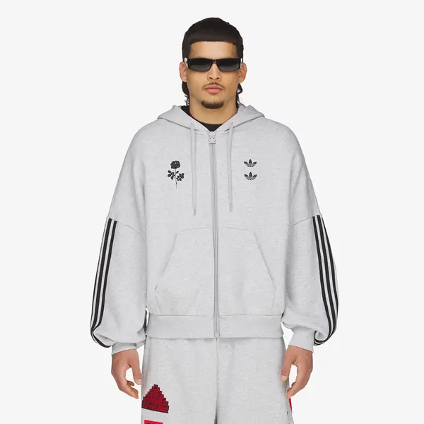 adidas Originals Mikina adidas x Willy Chavarria Full Zip Logo Hoodie Light Grey Heather S