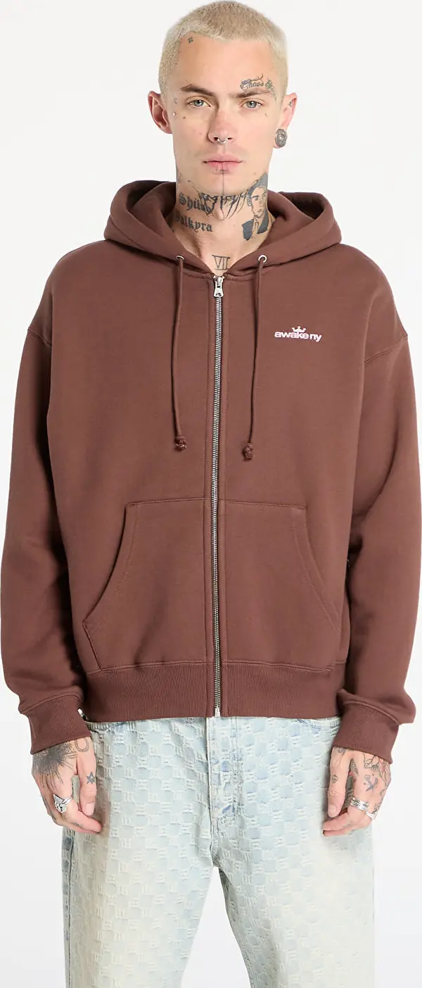 Awake NY Mikina Awake NY Crown Logo Full-Zip Hoodie Brown L