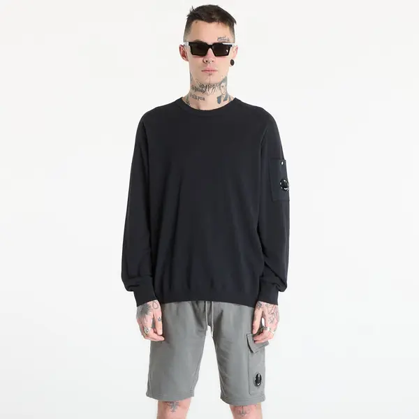 C.P. Company Mikina C.P. Company Cotton Crepe Crewneck Lens Sweater Black L