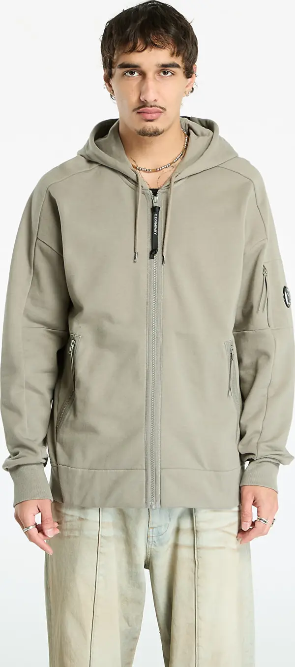 C.P. Company Mikina C.P. Company Diagonal Raised Fleece Hooded Full Zip Sweatshirt Fungi Grey S