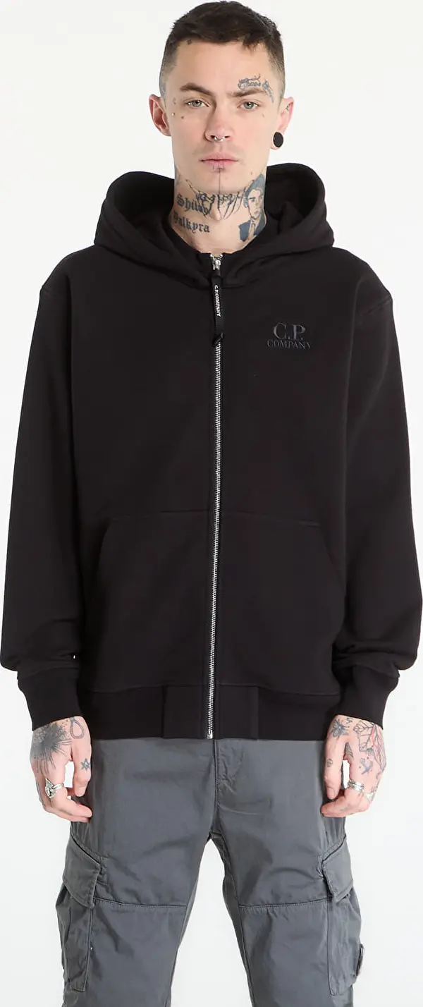 C.P. Company Mikina C.P. Company Diagonal Raised Fleece Zip Hooded Sweatshirt Black L