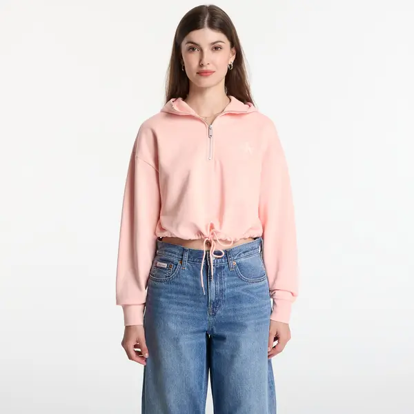 Calvin Klein Mikina Calvin Klein Jeans Ls Monologo Terry Cropped Tie Hoodie Peachy Day XS