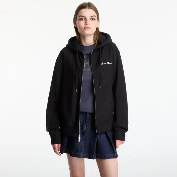 Calvin Klein Mikina Calvin Klein LS Prm Tery Script FZ Hoodie Black XL