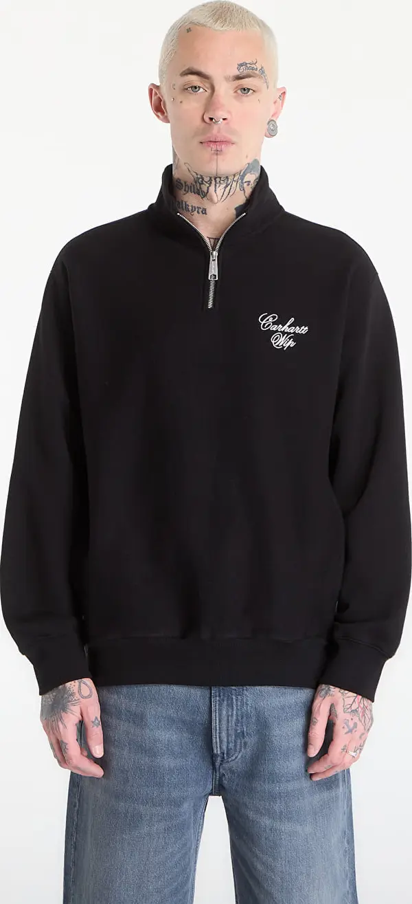 Carhartt WIP Mikina Carhartt WIP Longhand Half Zip Sweat UNISEX Black/ White XS