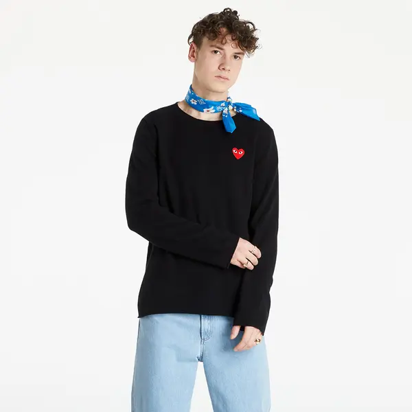 Comme des Garçons PLAY Mikina Comme des Garçons PLAY Red Heart Crewneck Jumper Black L