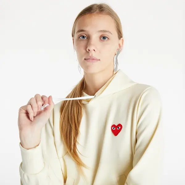 Comme des Garçons PLAY Mikina Comme des Garçons PLAY Sweatshirt Knit Hoodie Ivory S