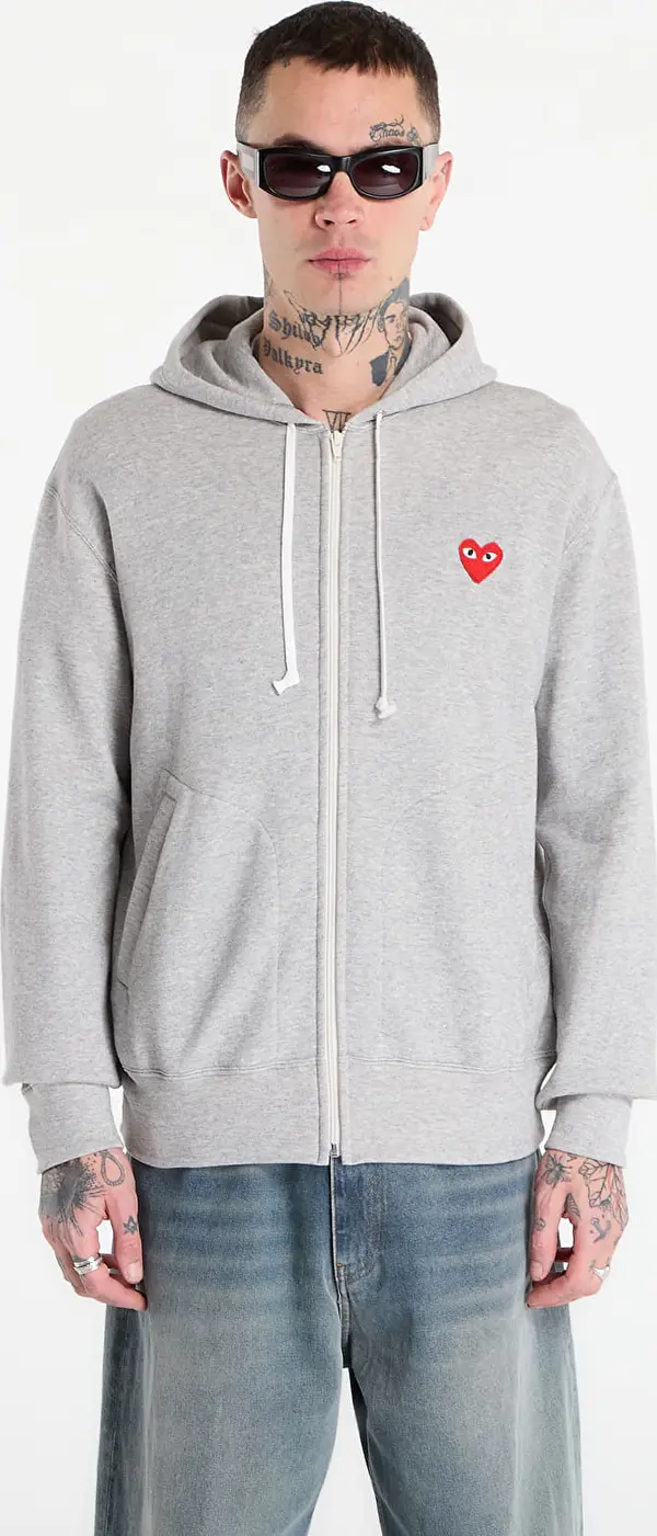 Comme des Garçons PLAY Mikina Comme des Garçons PLAY Sweatshirt Red Emblem Knit UNISEX Gray XL