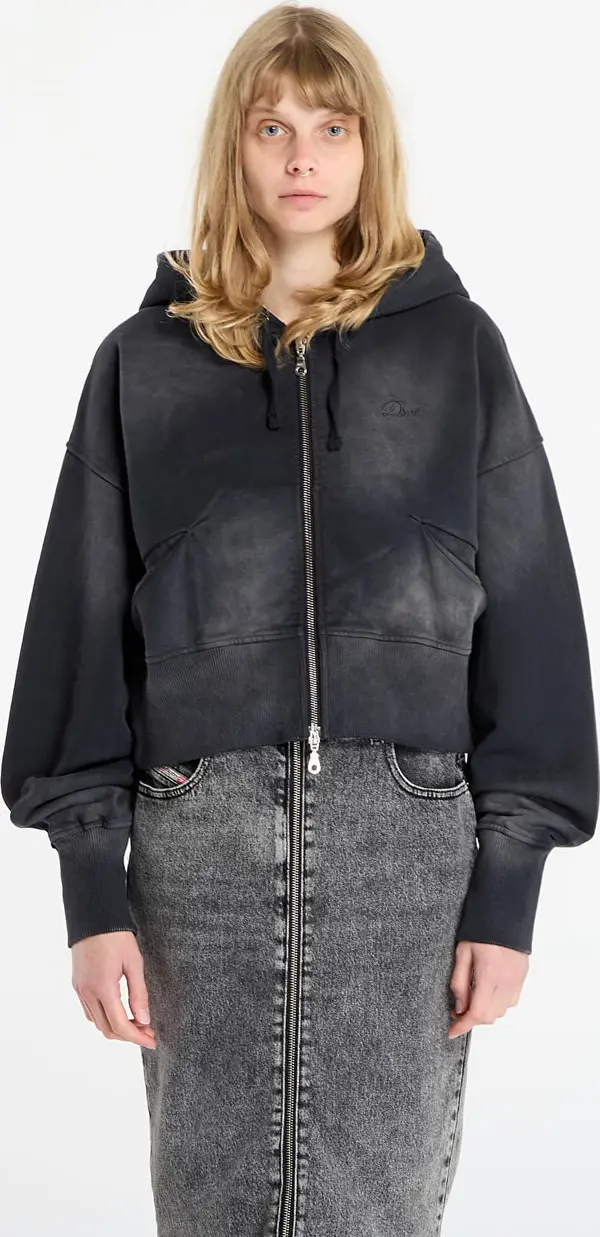 DIME Mikina Dime Cropped Zip Hoodie UNISEX Black Washed XL