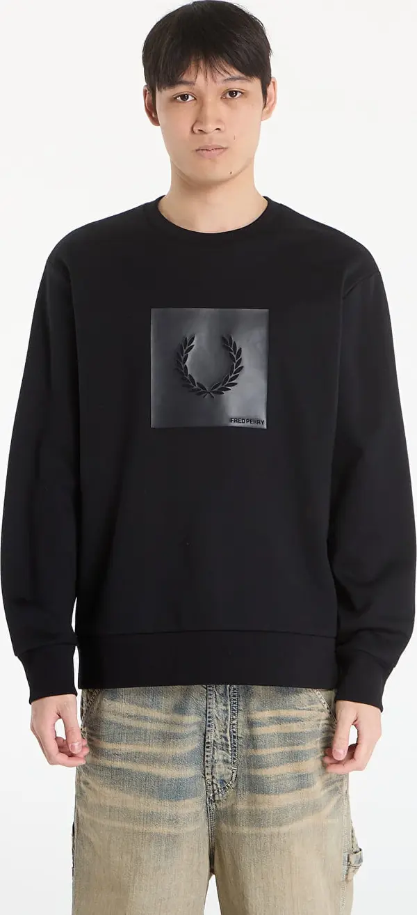 FRED PERRY Mikina FRED PERRY Box Graphic Sweatshirt Black/ Anchorgrey XL