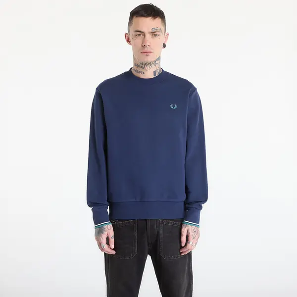 FRED PERRY Mikina FRED PERRY Crew Neck Sweatshirt Tnsbl/ Snwht/ Dpmt L